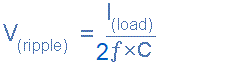 فرمول محاسبه مقدار ریپل ولتاژ خروجی برحسب مقدار خازن و فرکانس شبکه و جریان بار